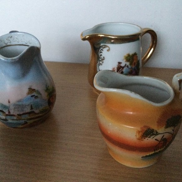 Lot of 6 vintage hand painted milk jars small mixed Japan west Germany England - Picture 2 of 7